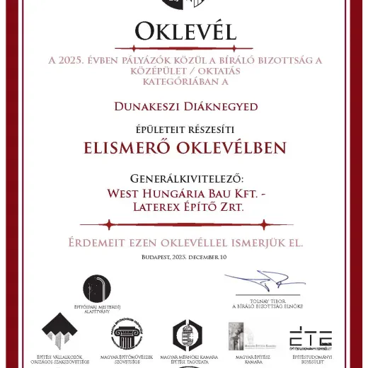 Újabb Építőipari díjat érdemeltünk ki az esztergomi Franka kivitelezésével